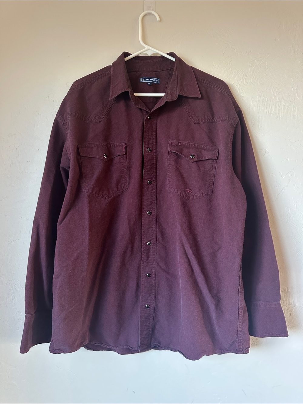 Roper Men's Long-Sleeve Pearl Snap Button-Down Shirt - Maroon